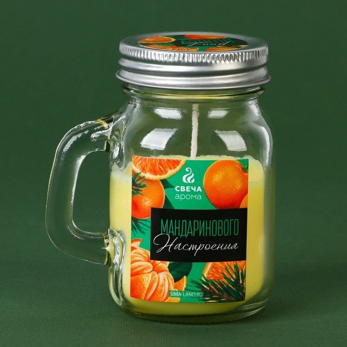 Новогодняя свеча в банке с ручкой «Цитрусовое настроение», мандарин Новогодняя свеча в банке с ручкой «Цитрусовое настроение», мандарин