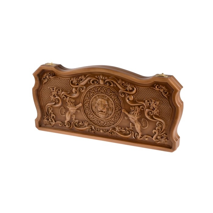 Нарды деревянные большие, резные, настольная игра Нарды деревянные большие, резные, настольная игра "Царь зверей", бук, патина, 60 х 60 см