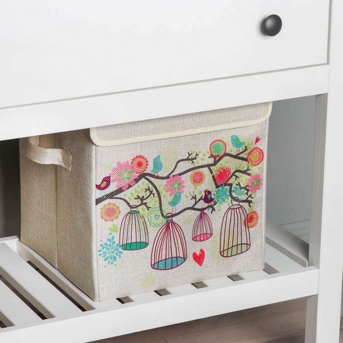 Короб стеллажный для хранения с крышкой &laquo;Весна&raquo;, 29&times;29&times;28,5 см