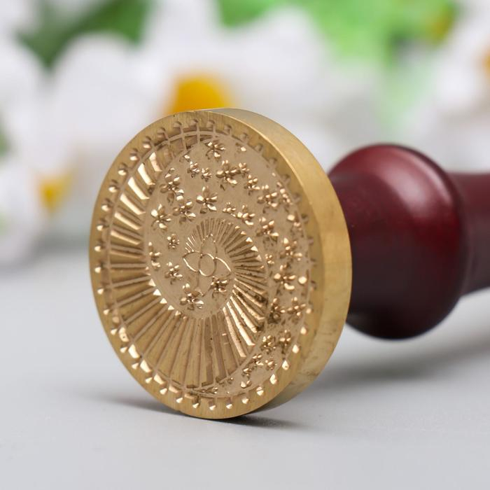 Печать для сургуча с деревянной ручкой Печать для сургуча с деревянной ручкой "Инь-ян - китайский зонтик" 9х3х3 см