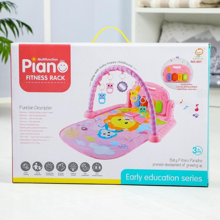 Развивающий коврик &laquo;Лев&raquo;, с пианино, голубой