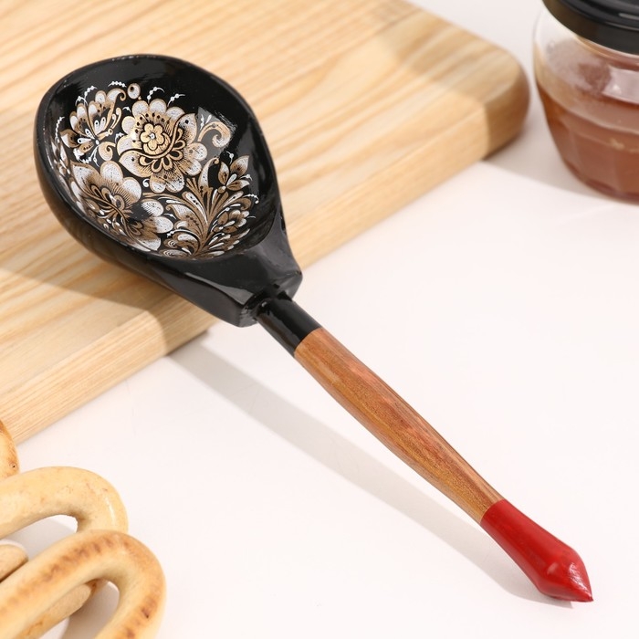 Ложка полубаская с росписью, золото 19&times;6 см, микс