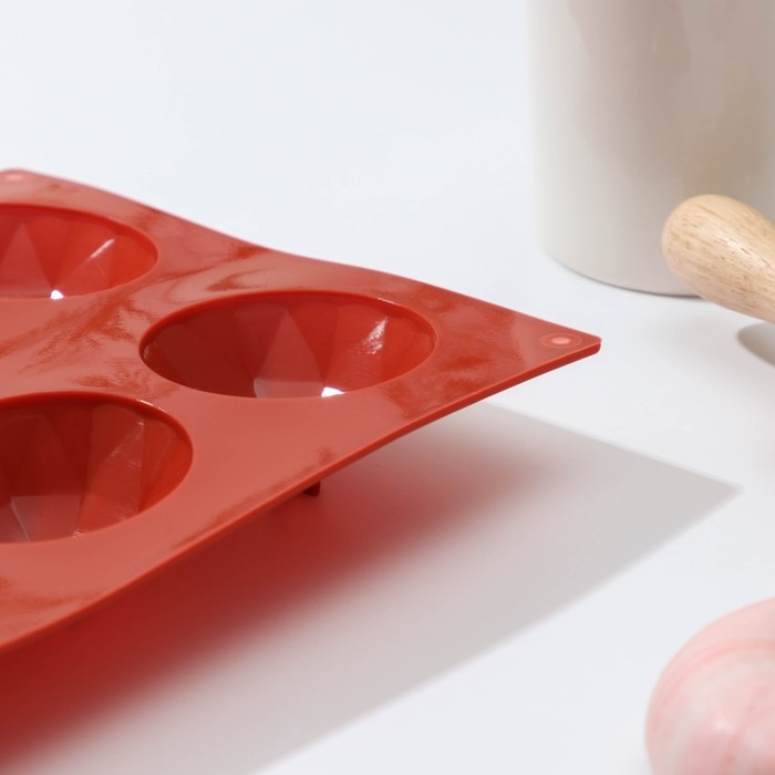 Форма для выпечки Доляна &laquo;Бриллиант&raquo;, силикон, 8 ячеек, 29&times;17&times;2,2 см, d=5,8 см, цвет коричневый