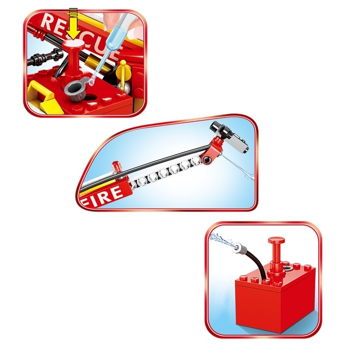 Конструктор пожарные &laquo;Машина с лестницей&raquo;, стреляет водой, 278 деталей