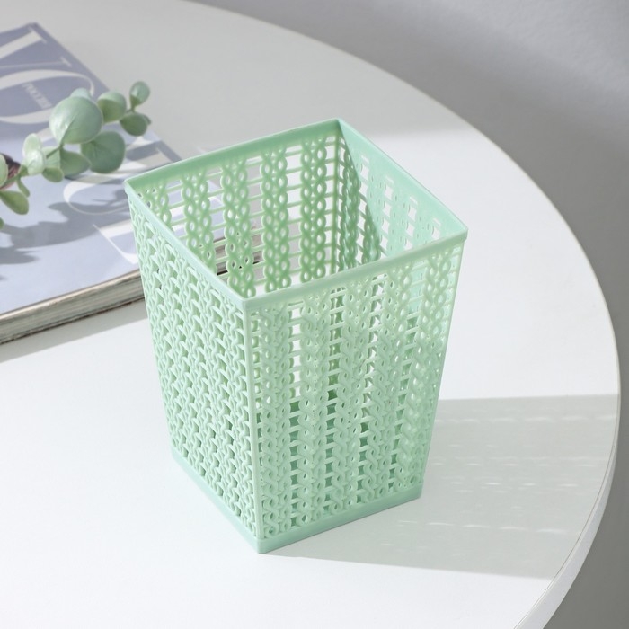 Корзинка для хранения &laquo;Плетение&raquo;, пластик, 9&times;9&times;12 см, цвет МИКС