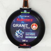 Сковорода Granit ultra blue, d=28 cм, съёмная ручка, антипригарное покрытие, цвет чёрный Сковорода Granit ultra blue, d=28 cм, съёмная ручка, антипригарное покрытие, цвет чёрный