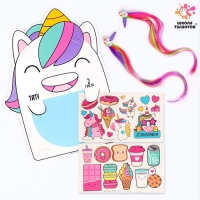 Набор татуировок, с заколками, с цветными прядями, тату &mdash; 23 шт.