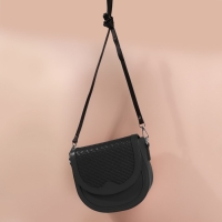 Ручка для сумки из натуральной кожи, с карабинами, 125 &times; 1,2 см, цвет чёрный