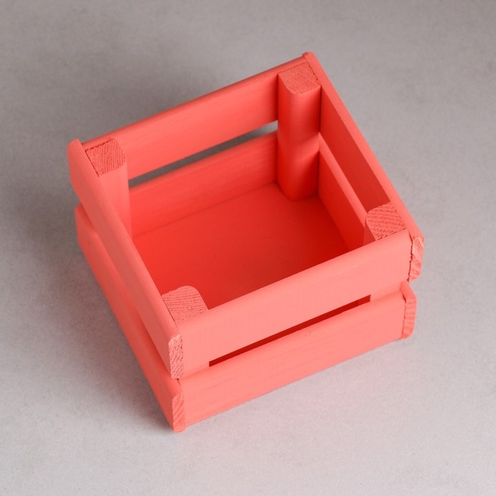 Кашпо деревянное 12&times;11&times;9 см "Однушка Лайт", двухреечное, розовый светлый Дарим Красиво