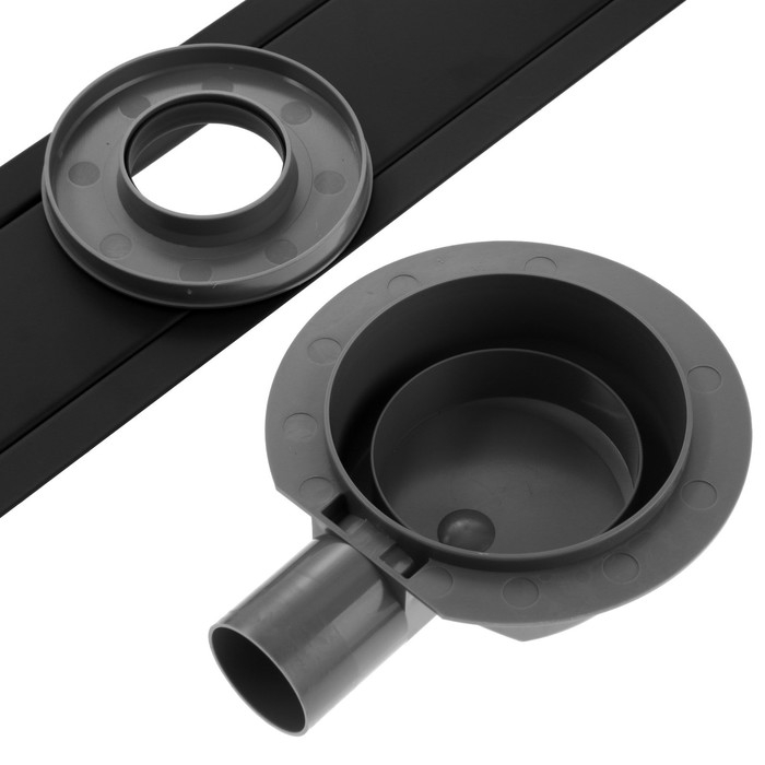 Трап ZEIN, c флaнцeм свободного вращения 360&deg;, 7х90 см, d=40/50 мм, нерж. сталь, черный