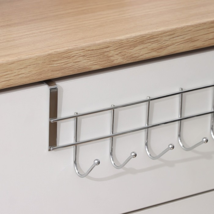 Вешалка на дверь на 8 крючков Доляна &laquo;Блеск&raquo;, 36&times;9&times;2 см, цвет хром