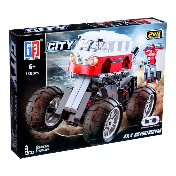 Конструктор инерционный &laquo;Внедорожник&raquo;, 2 варианта сборки, 139 деталей