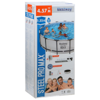 Бассейн каркасный Steel Pro MAX, 457 х 122 см, фильтр-насос, лестница, тент, 56438 Bestway