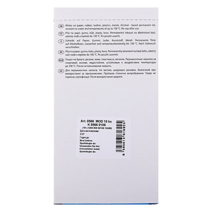 Маркер перманентный 5.0 мм Centropen 8566, линия 2,5 мм, цвет синий