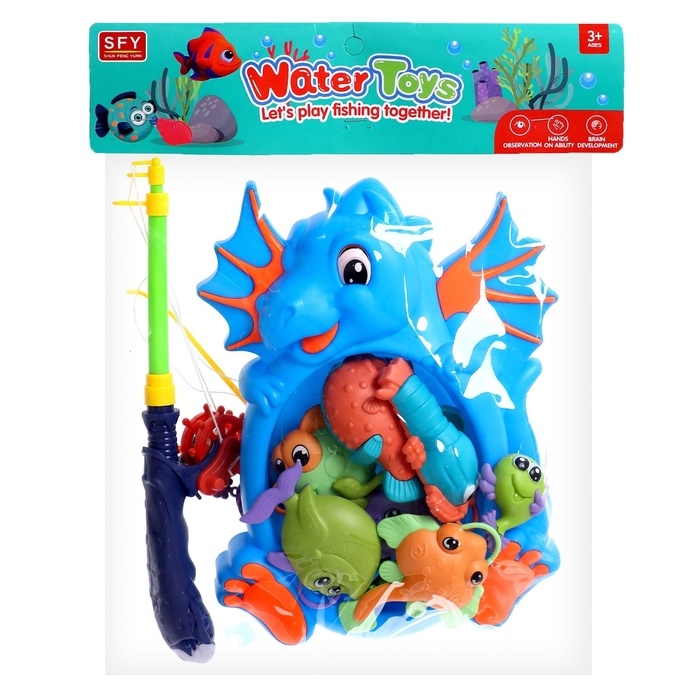 Рыбалка &laquo;Морской дракон&raquo;, 10 рыбок, 2 удочки, сачок, цвета МИКС