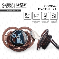 Соска - пустышка силиконовая ортодонтическая «Пингвинчик», от 6 мес., с колпачком, цвет черный Соска - пустышка силиконовая ортодонтическая «Пингвинчик», от 6 мес., с колпачком, цвет черный