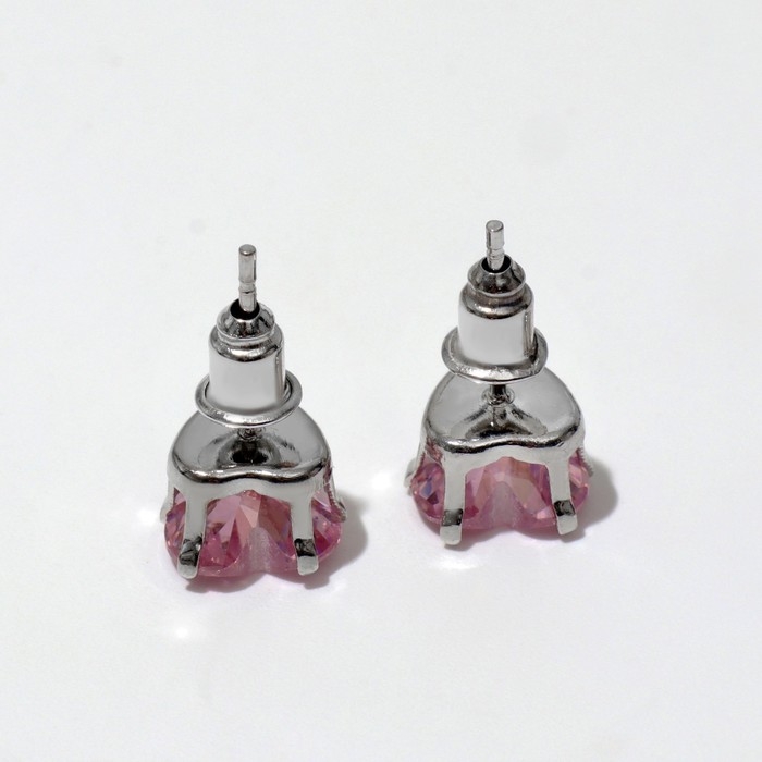 Набор 2 предмета: серьги, глиттер «Сердце», цвет розовый в серебре, цвет глиттера МИКС Набор 2 предмета: серьги, глиттер «Сердце», цвет розовый в серебре, цвет глиттера МИКС