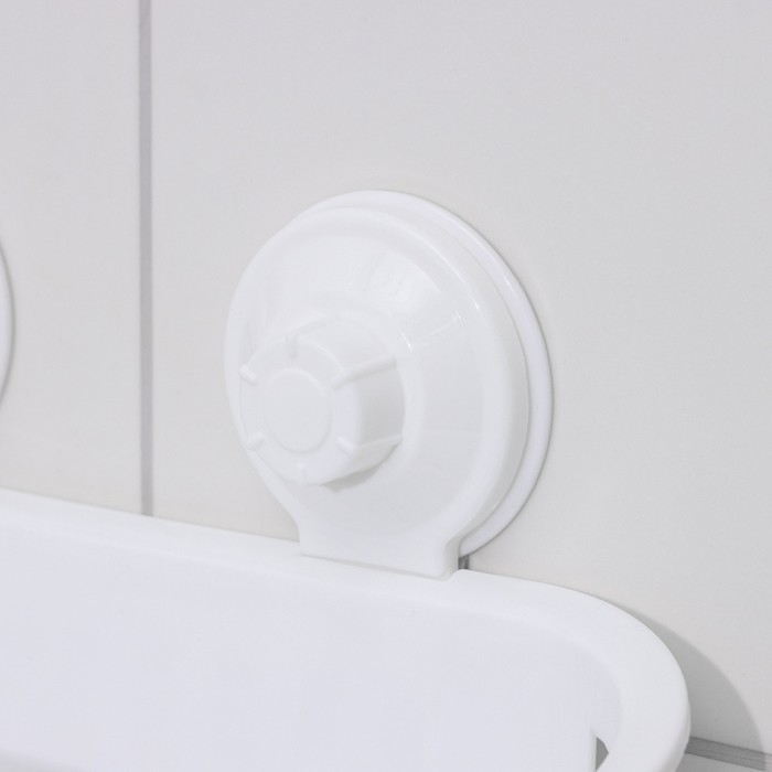 Полка для ванных принадлежностей на вакуммных присосках, 30&times;11&times;9 см, цвет белый