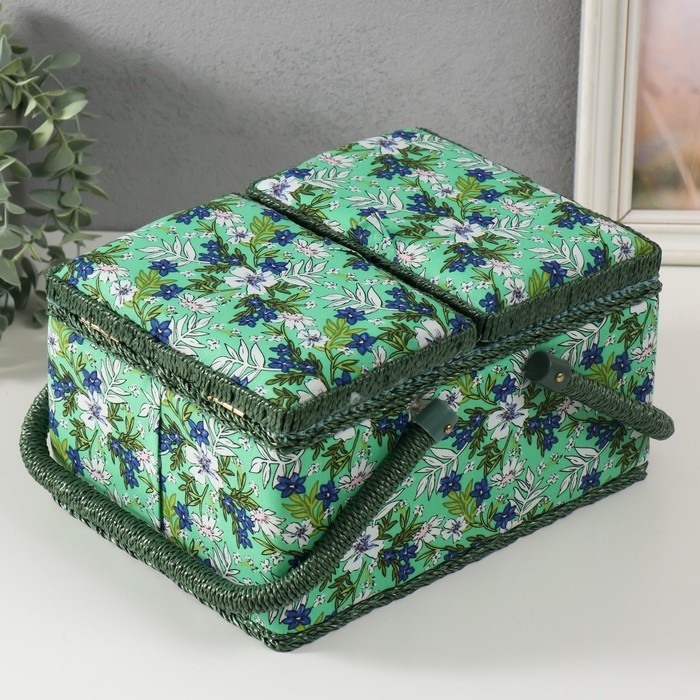Шкатулка для рукоделия Шкатулка для рукоделия "Полевые цветы на зелёном" 19х26х14,5 см