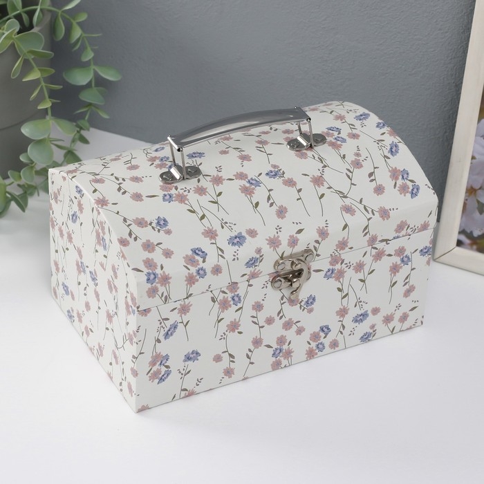 Шкатулка картон сундучок "Нежные цветы" набор 3 шт 26х18х16,5 24х16х14,5 22х14х12,7 см