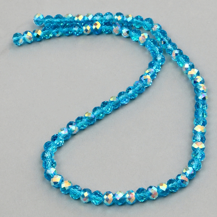 Бусины из стекла, набор 72 шт., размер 1 шт. &mdash; 8 мм, цвет голубой