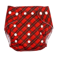 Многоразовый подгузник &laquo;Новогодняя клетка&raquo;, 0-36 мес., цвет красный, подарочная упаковка, Крошка Я