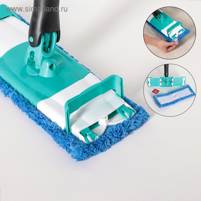 Швабра с отжимом Twist Доляна, насадка из микрофибры 32&times;9 см, телескопическая ручка 95-120, цвет синий