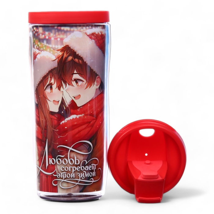 Новый год. Термостакан со вставкой новогодний &laquo;Любовь согревает&raquo;, 350 мл