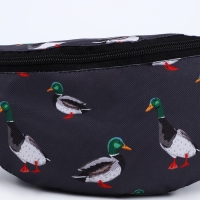 Сумка поясная Утки, 32х8х15 см, отд на молнии, цвет серо-зелёный