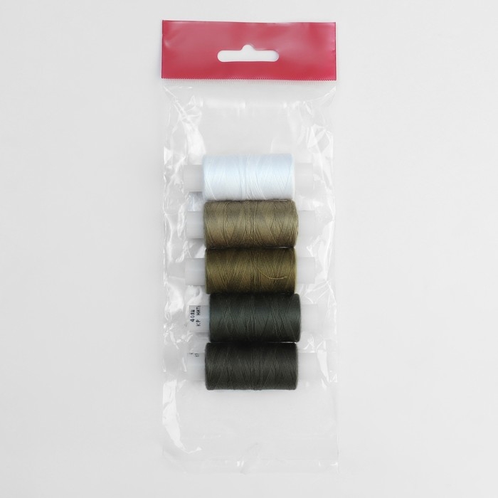 Набор ниток 40ЛШ, 200 м, 5 шт, цвет хаки спектр