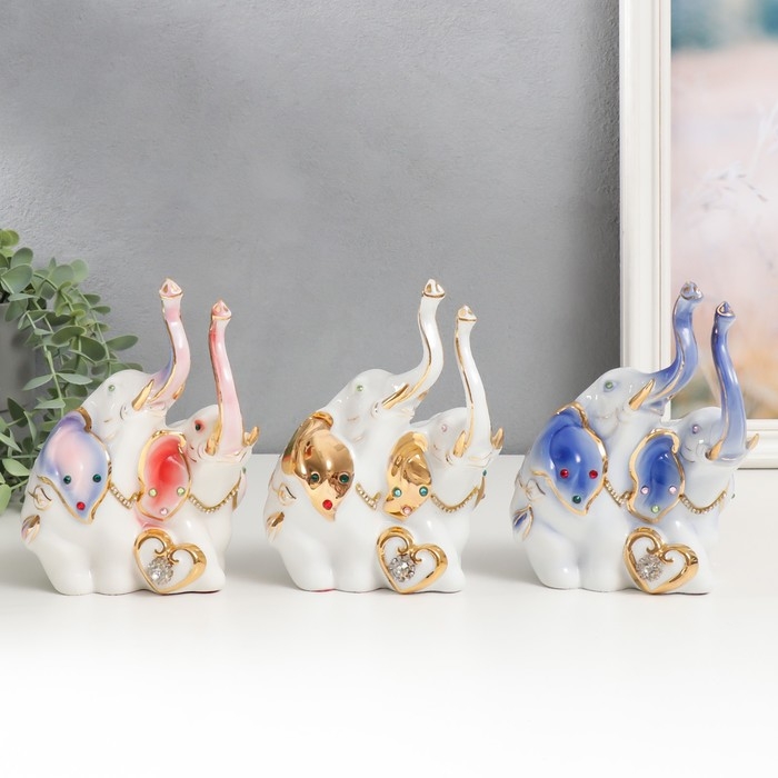 Сувенир керамика Сувенир керамика "Два слона с сердцем" стразы МИКС 16х13х7 см