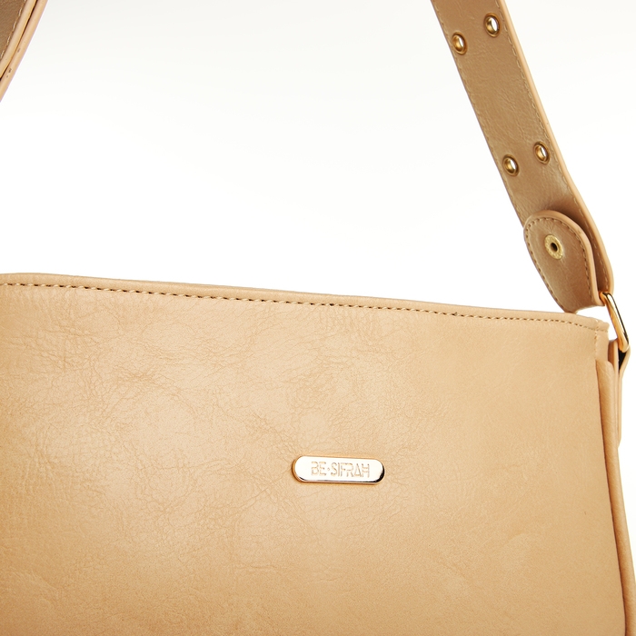 Сумка женская, багет, на молнии, цвет бежевый