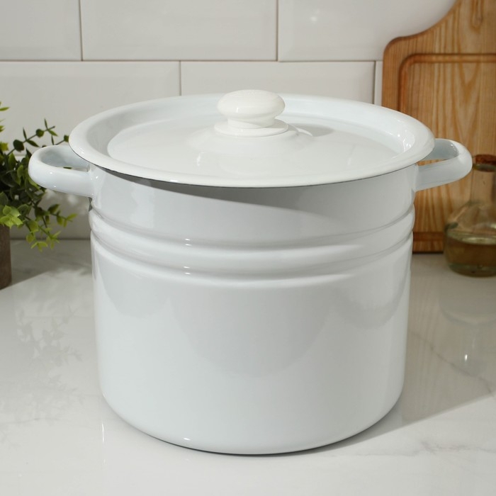 Кастрюля эмалированная без деколи, 9 л, индукция, ручка МИКС, цвет белый Кастрюля эмалированная без деколи, 9 л, индукция, ручка МИКС, цвет белый