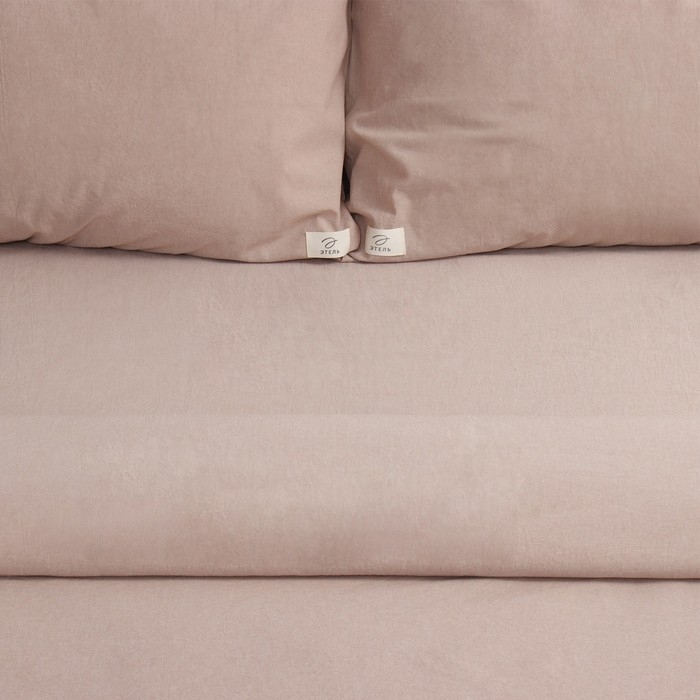 Постельное бельё Этель Denim 1.5 сп, 155х210см, 160х240см, 50х70-2шт, цвет бежевый, жатый хлопок, 140 г/м2
