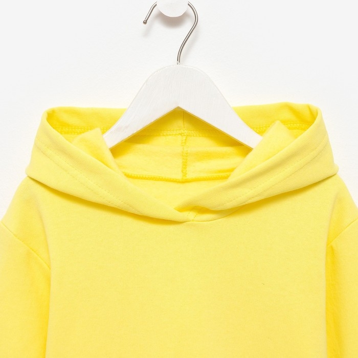 Костюм для девочки (толстовка, брюки) с НАЧЁСОМ, цвет жёлтый, рост 98 см