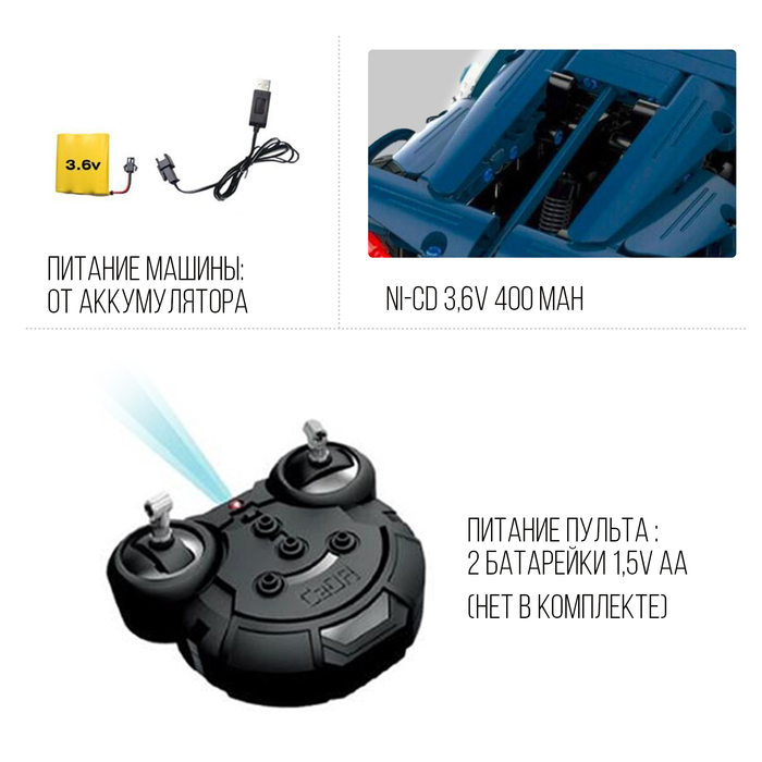 Конструктор радиоуправляемый &laquo;Тачка&raquo; с аккумулятором, 419 деталей