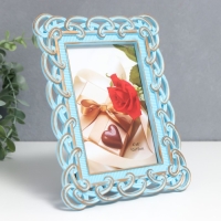 Фоторамка пластик 10х15 см "Вязаная" голубая с золотом 20,5х15,5 см Фоторамка пластик 10х15 см "Вязаная" голубая с золотом 20,5х15,5 см