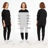 Свитшот унисекс S1, черный, размер XS/S