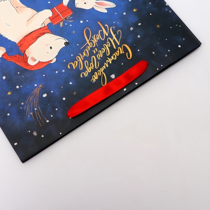 Новый год. Пакет подарочный новогодний бумажный, Новый год. Пакет подарочный новогодний бумажный, "В Новогоднюю ночь", 31 х 26 х 11 см.