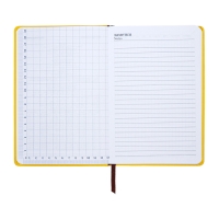Ежедневник недатированный, А5, 140л, клетка, обл.кожзам, с хлястиком, Цветы, желтый