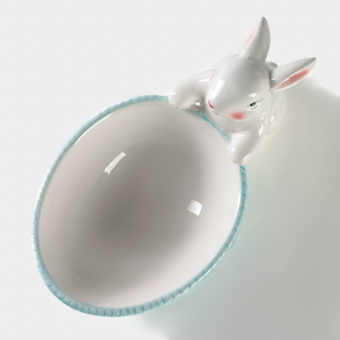 Конфетница Доляна &laquo;Зайка&raquo;, 240 мл, 21,5&times;12,5&times;11,5 см, цвет голубой