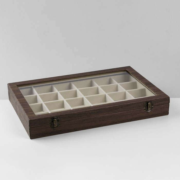 Подставка для украшений &laquo;Шкатулка дерево&raquo; 24 ячейки, 35,2&times;24&times;5 см, цвет бежевый в дереве