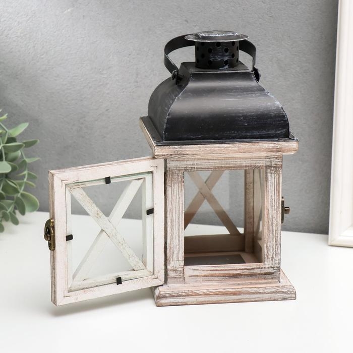 Подсвечник дерево на 1 свечу Подсвечник дерево на 1 свечу "Фонарь - ставни" состаренный 22х11,5х11,5 см
