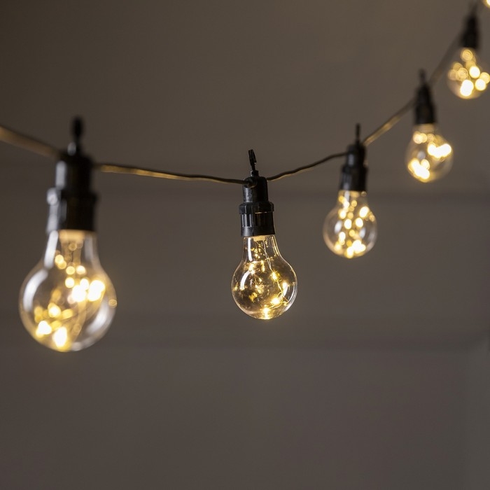 Гирлянда «Белт-лайт» 5 м с насадками «Роса», IP44, УМС, тёмная нить, 50 LED, свечение тёплое белое, 3 В Гирлянда «Белт-лайт» 5 м с насадками «Роса», IP44, УМС, тёмная нить, 50 LED, свечение тёплое белое, 3 В