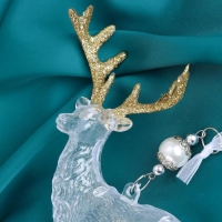 Украшение ёлочное "Лось рога блеск" 12х14,5 см, прозрачно-золотой