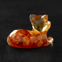 Сувенир "Кот с бантиком", лежит, янтарь