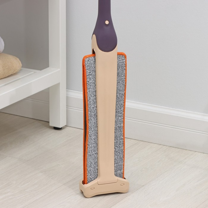 Швабра с отжимом Доляна, двусторонняя насадка из микрофибры 38&times;12 см, стальная ручка 134 см