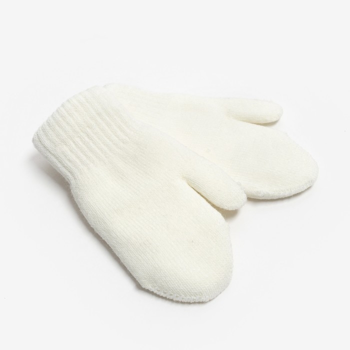 Варежки детские двухслойные MINAKU Варежки детские двухслойные MINAKU "Однотонные",цв. белый,р-р 15 (6-8 лет)