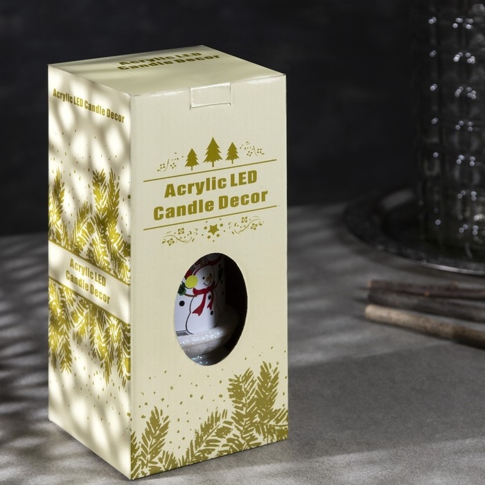 Светодиодная фигура &laquo;Свеча со снеговиком&raquo; 10 &times; 23 &times; 10 см, пластик, батарейки ААх3 (не в комплекте), свечение RGB