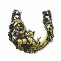 Подкова домовой с кошкой "Здесь живёт счастье", 7 х 7 см